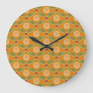 Reloj Redondo Grande Patrón de Ilustracion tradicional indio.