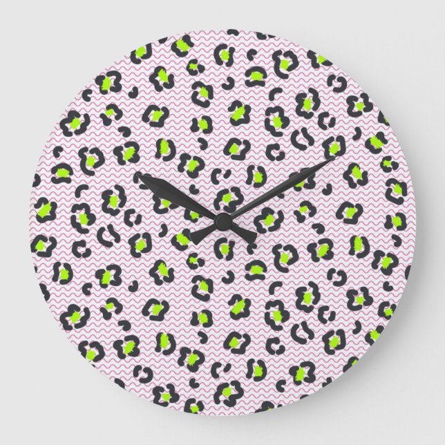 Reloj Redondo Grande Patrón de impresión animal (Anverso)