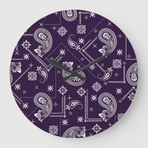 Reloj Redondo Grande Patrón de impresión de Ornament Paisley Bandana