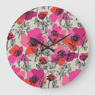 Reloj Redondo Grande Patrón de inviolabilidad de la vendimia floral de 