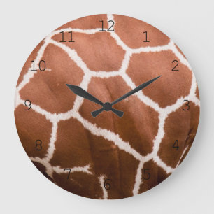 Reloj Redondo Grande Patrón de jirafa con números