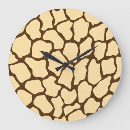 Reloj Redondo Grande Patrón de jirafa marrón – Estampado minimalista de