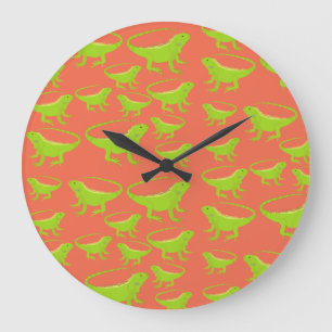 Reloj Redondo Grande Patrón de lagarto iguana