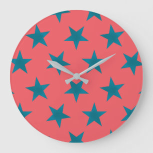 Reloj Redondo Grande Patrón de las estrellas doradas 19