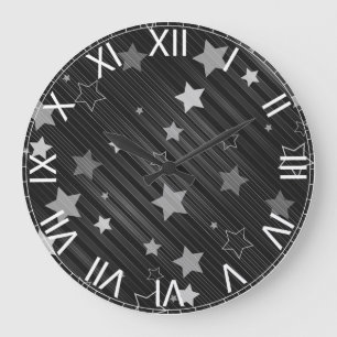 Reloj Redondo Grande Patrón de las estrellas negras