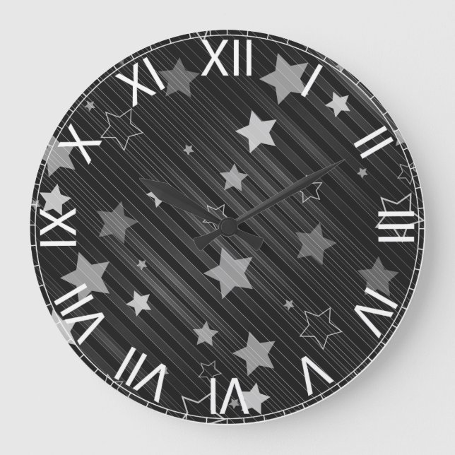 Reloj Redondo Grande Patrón de las estrellas negras (Anverso)