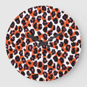 Reloj Redondo Grande Patrón de leopardo colorido: Diseño sin foco.