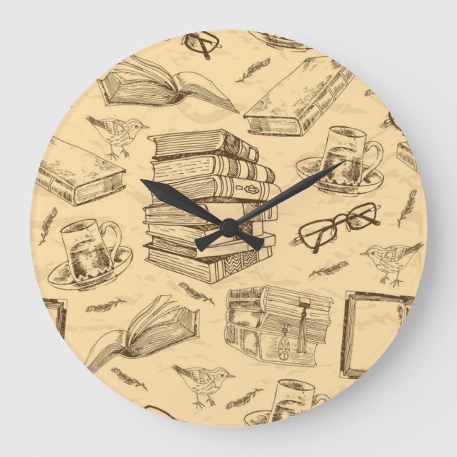 Reloj Redondo Grande Patrón de libro (Anverso)