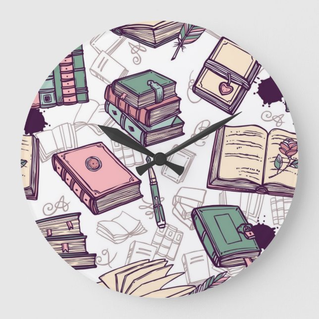 Reloj Redondo Grande Patrón de libro (Anverso)