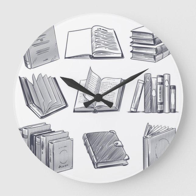 Reloj Redondo Grande Patrón de libro (Anverso)