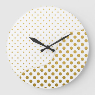 Reloj Redondo Grande Patrón de lunares en oro y blanco