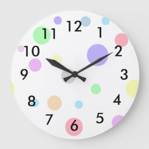 Reloj Redondo Grande Patrón de lunares pastel