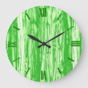 Reloj Redondo Grande Patrón de madera de deriva - verde lima y blanco