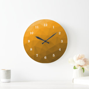 Reloj Redondo Grande Patrón de malla geométrica con gradiente naranja