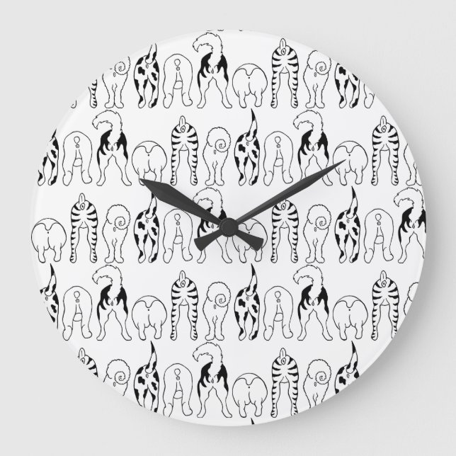 Reloj Redondo Grande Patrón de manchas de perro (Anverso)