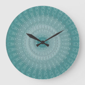 Reloj Redondo Grande Patrón de Mandala azul Tredny