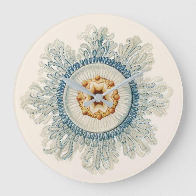 Reloj Redondo Grande Patrón de Mandala coral (Anverso)