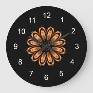 Reloj Redondo Grande Patrón de Mandala de cobre y negro 3