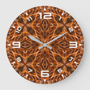 Reloj Redondo Grande Patrón de Mandala de Kaleidoscope Marrón