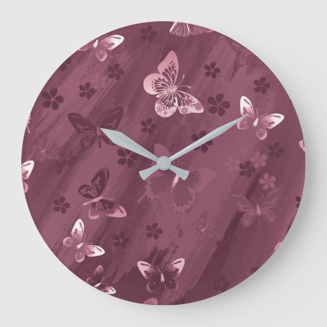 Reloj Redondo Grande Patrón de mariposa 16 (Anverso)