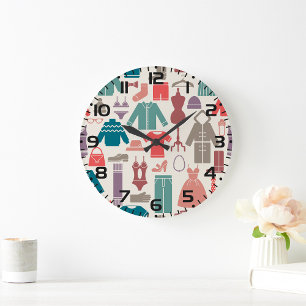 Reloj Redondo Grande Patrón de moda de moda Diseño Gráfico de ropa