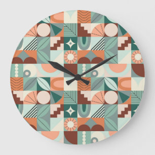 Reloj Redondo Grande Patrón de mosaico abstracto, geométrico y sin sold