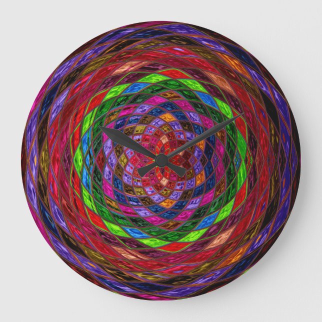 Reloj Redondo Grande Patrón de mosaico de vidrio templado (Anverso)