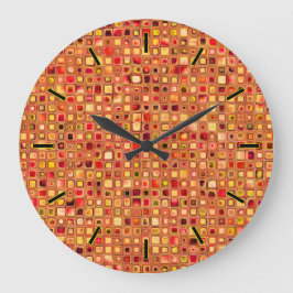Reloj Redondo Grande Patrón de mosaico texturizado de 'Terracota' naran