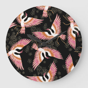 Reloj Redondo Grande Patrón de motivos de kimono japonés tradicional