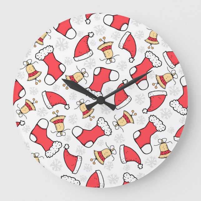 Reloj Redondo Grande Patrón de Navidades sin inconvenientes, diseño fes (Anverso)