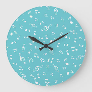 Reloj Redondo Grande Patrón de notas musicales