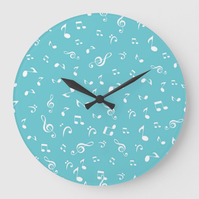Reloj Redondo Grande Patrón de notas musicales (Anverso)