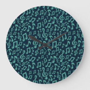 Reloj Redondo Grande Patrón de notas musicales
