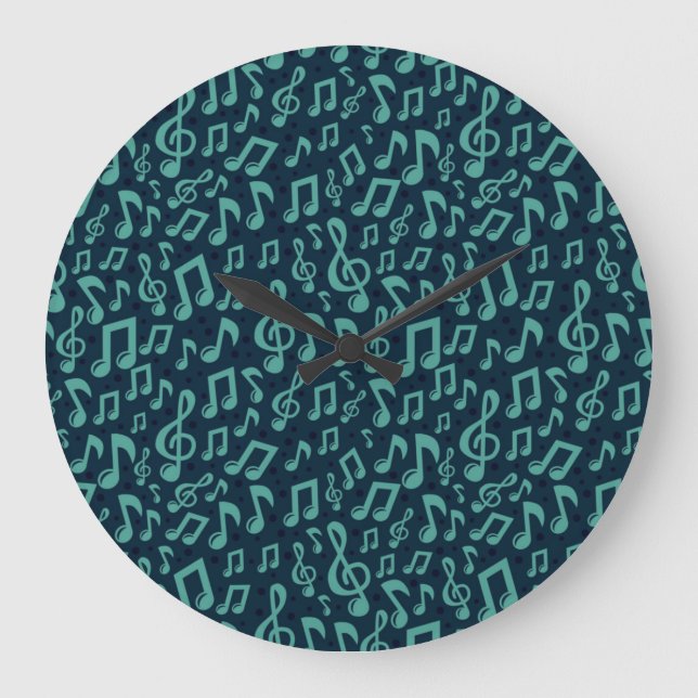 Reloj Redondo Grande Patrón de notas musicales (Anverso)