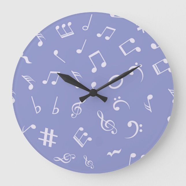Reloj Redondo Grande Patrón de notas musicales (Anverso)