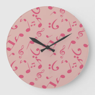 Reloj Redondo Grande Patrón de notas musicales