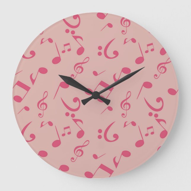 Reloj Redondo Grande Patrón de notas musicales (Anverso)