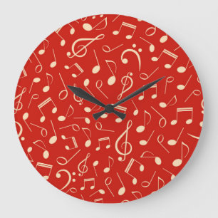 Reloj Redondo Grande Patrón de notas musicales