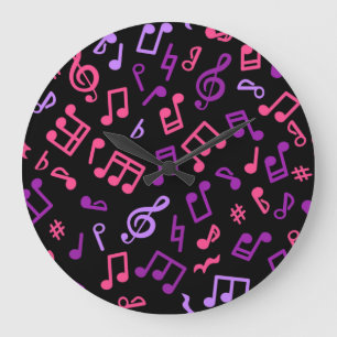 Reloj Redondo Grande Patrón de notas musicales