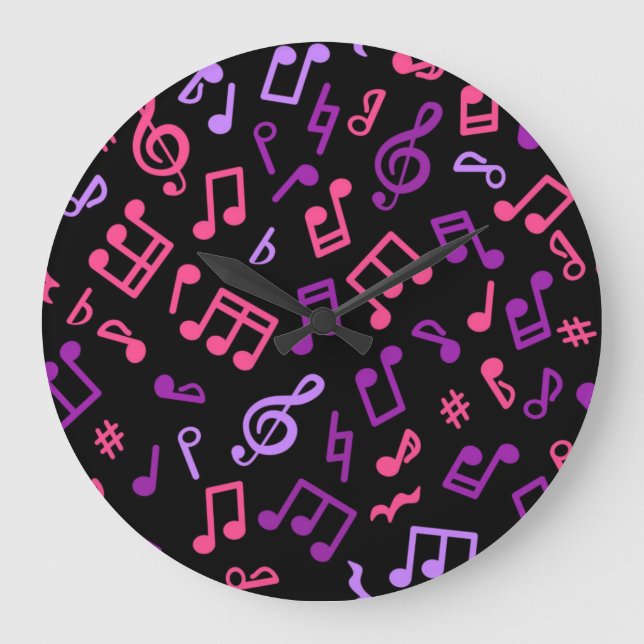 Reloj Redondo Grande Patrón de notas musicales (Anverso)