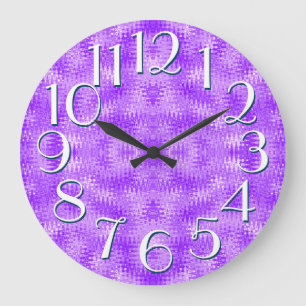 Reloj Redondo Grande Patrón de ondas púrpura Números grandes elegantes