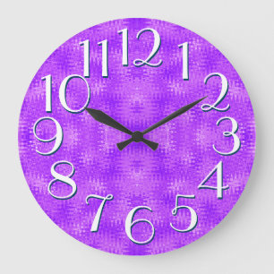 Reloj Redondo Grande Patrón de ondas púrpura Números grandes elegantes