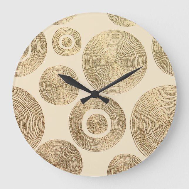 Reloj Redondo Grande Patrón de oro: diseño lujoso abstracto brillante (Anverso)