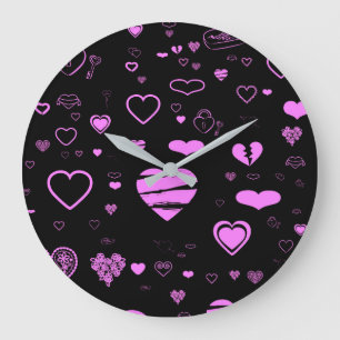 Reloj Redondo Grande Patrón de orquídeas modernas de corazón suave