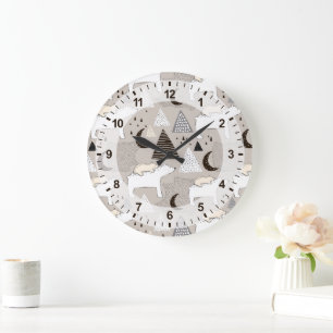 Reloj Redondo Grande Patrón de oso de madera de Doodle Cuaderno