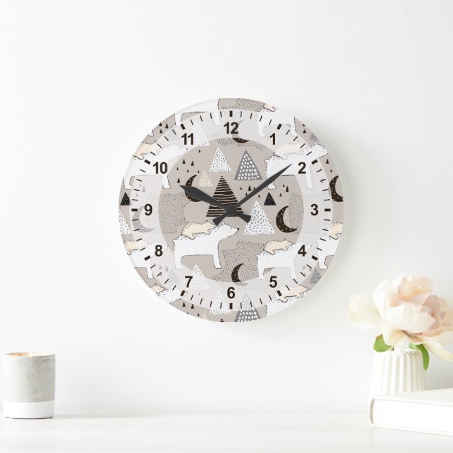 Reloj Redondo Grande Patrón de oso de madera de Doodle Cuaderno (Hogar)
