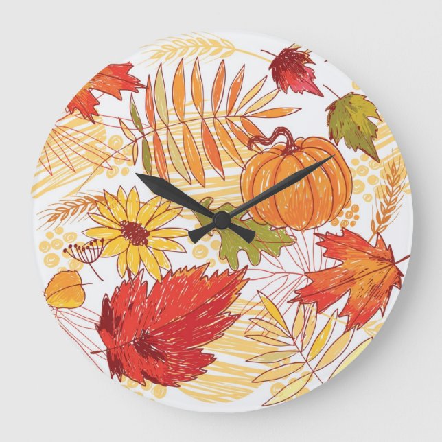 Reloj Redondo Grande Patrón de otoño (Anverso)