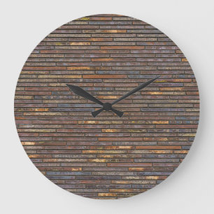 Reloj Redondo Grande Patrón de pared de ladrillo delgado industrial mod