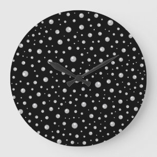 Reloj Redondo Grande Patrón de perla en fondo negro