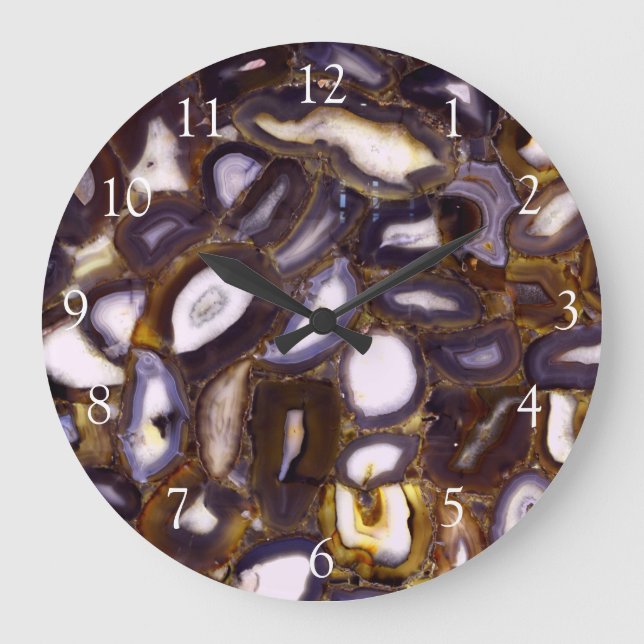 Reloj Redondo Grande Patrón de piedra del Agante Blanco Morado (Anverso)